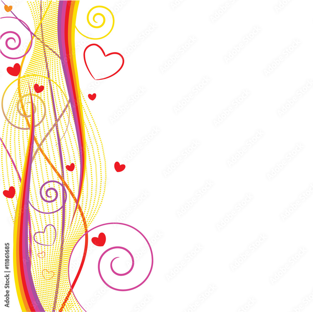 abstract illustration of a floral background with hearts abstract illustration of a floral background with hearts