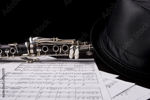 Clarinet isolated over sheet music