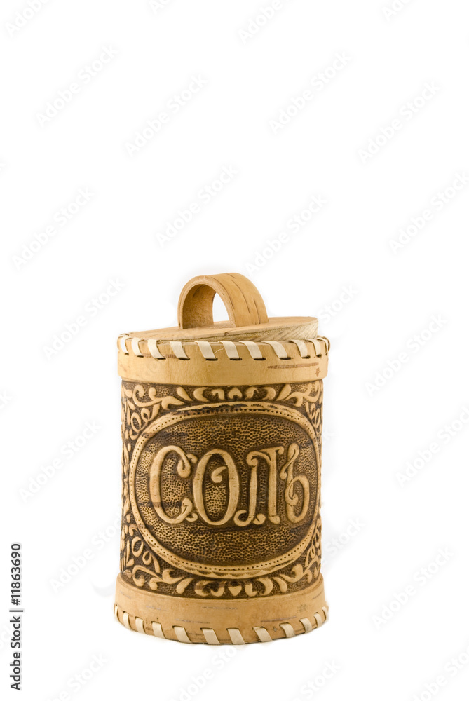 Traditional russian jar with salt