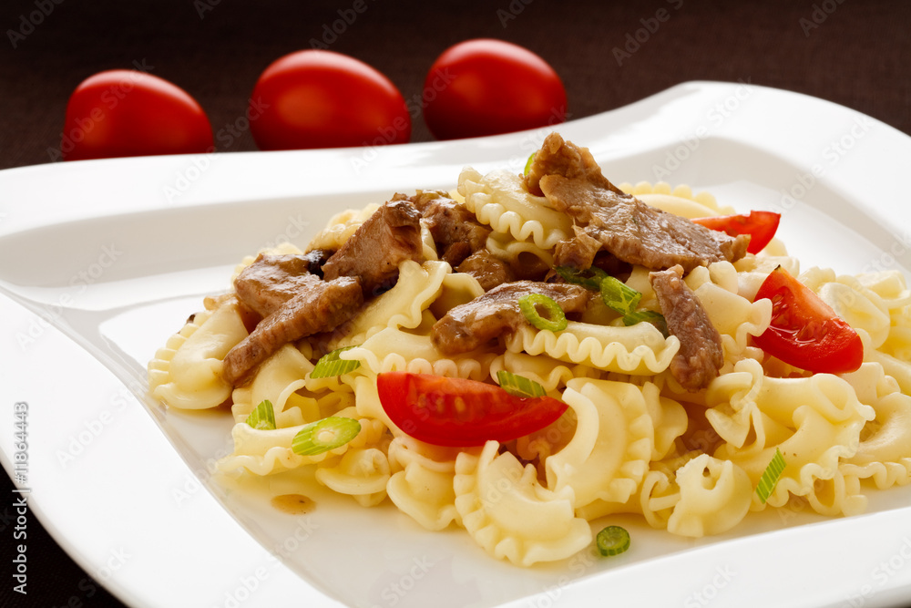 Pasta with meat and vegetables Pasta with meat and vegetables