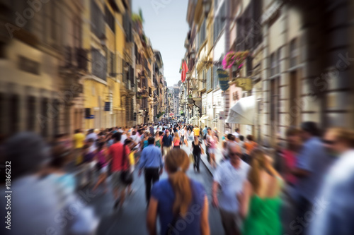 Crowd on a narrow Italian street