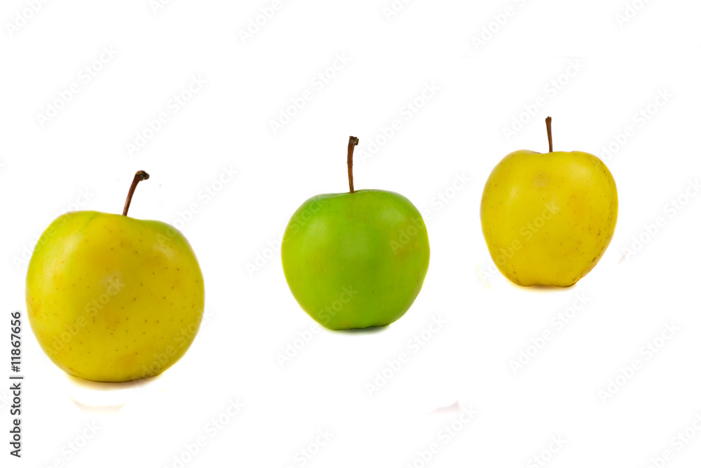 fresh green and yellow apple isolated on white fresh green and yellow apple isolated on white