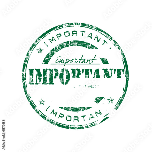 Office rubber stamp with the word important
