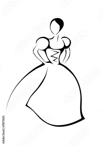 Frau im Ballkleid - Skizze