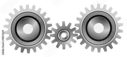 Silver gear set on the white background