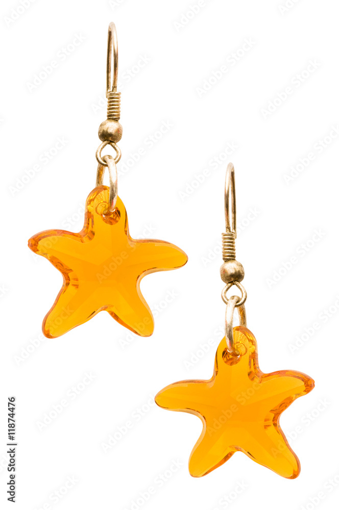 Pair of earrings isolated on the white background Pair of earrings isolated on the white background