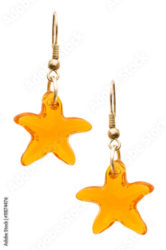 Fotografie Pair of earrings isolated on the white background