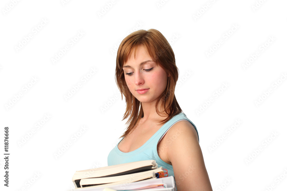 Teenager isolated against white with Books Teenager isolated against white with Books