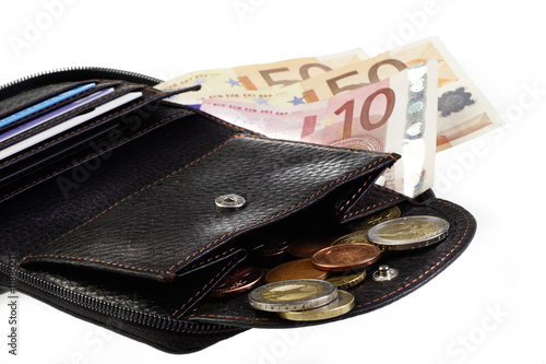 Leather wallet with euros photo