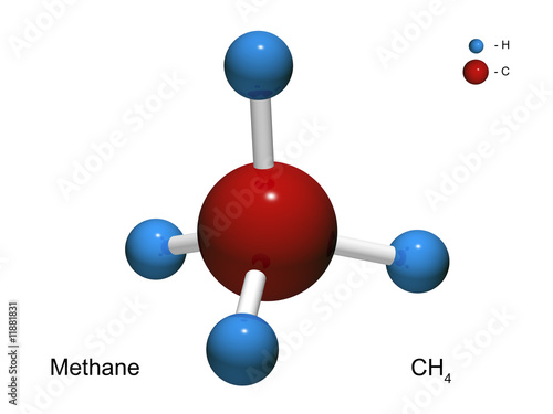 Isolated 3D model of a molecule of methane