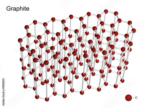 Isolated 3D model of a crystal lattice of graphite