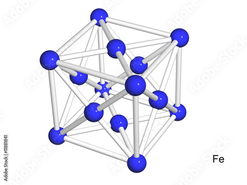 Isolated 3D model of a crystal lattice of iron