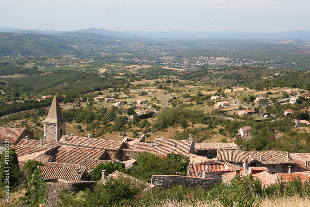 Medieval village of Mirabel in Ardeche countryside, France