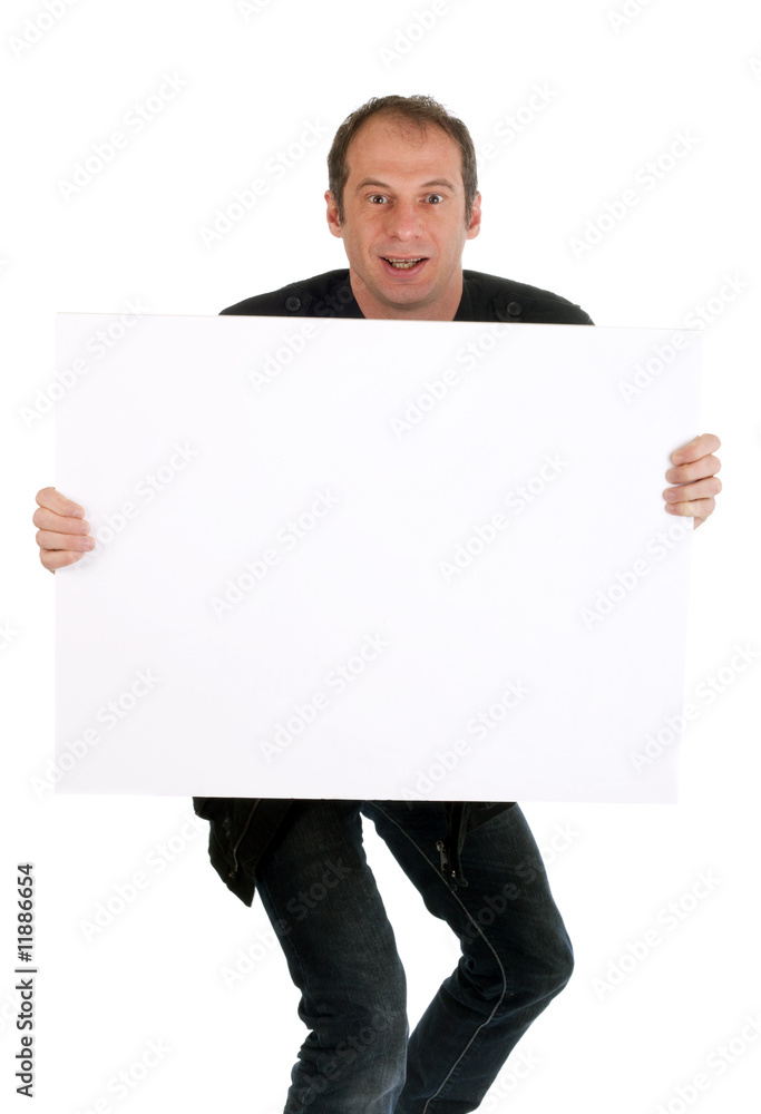 man holding billboard man holding billboard