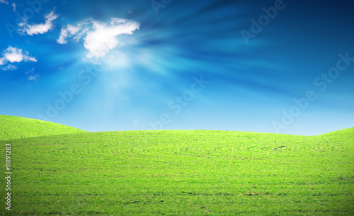 Green hills and blue sky