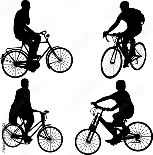 people riding bicycle - vector