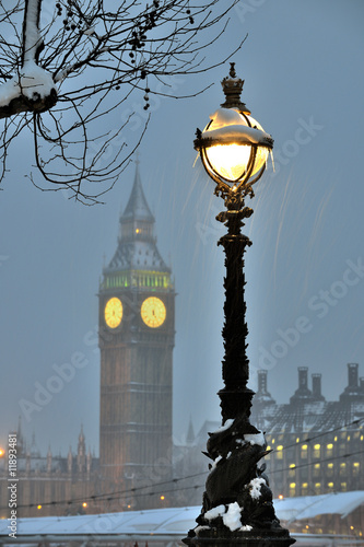 Photography Dolphin lamp standard, South Bank, Thames, London, in the snow