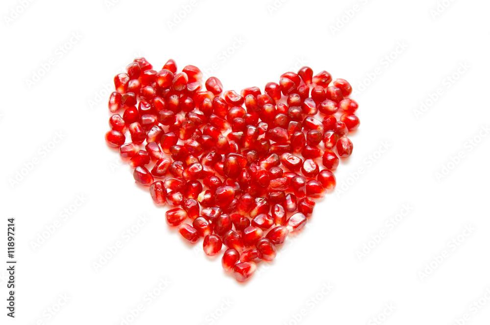 Seeds pomegranate as heart sign