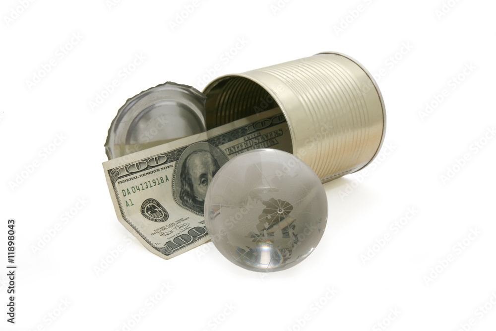 Naklejka premium hundred dollars and globe