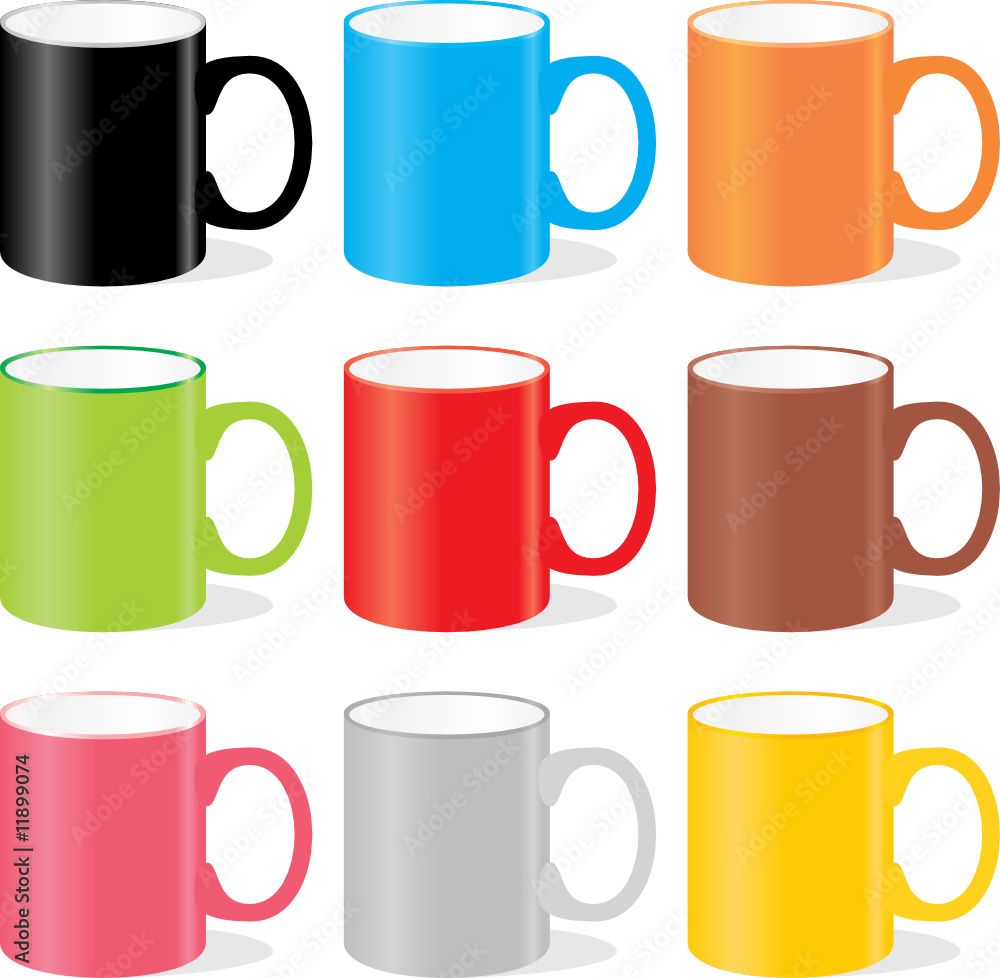 isolated colored mugs isolated colored mugs