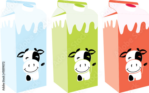 three isolated milk carton boxes