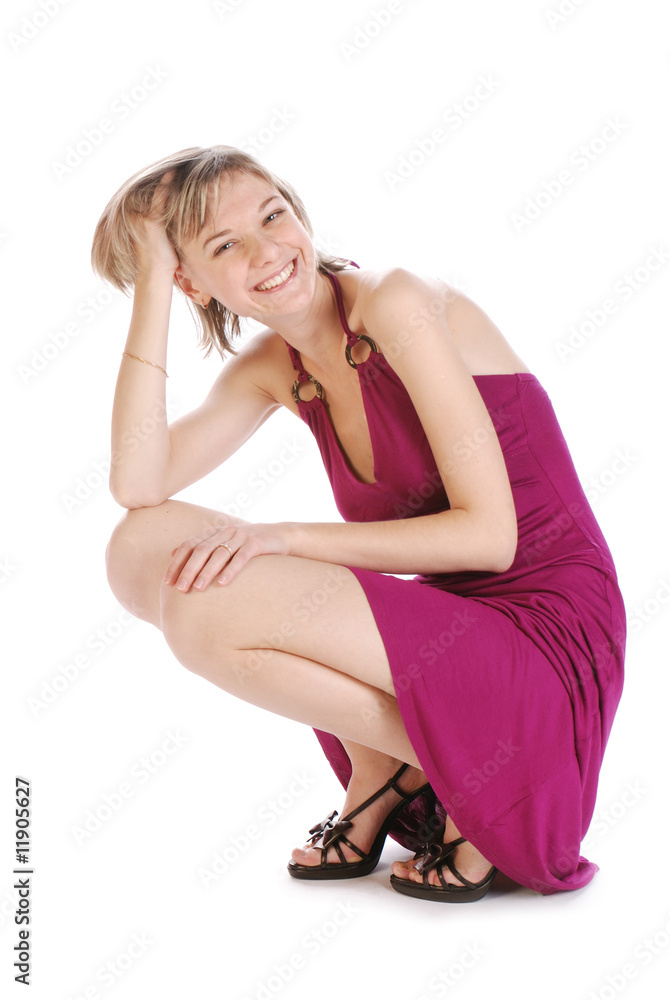 Fototapeta premium Beautiful girl squatting