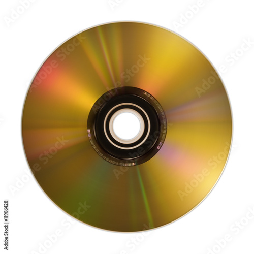 Golden compact disc isolated on white