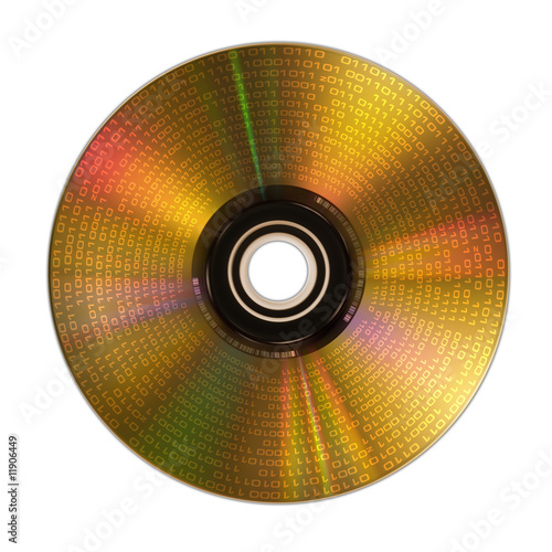 Golden compact disc isolated on white