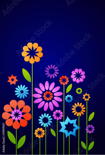 decorative flowers on the dark blue background