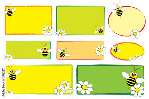Labels - Bee and flower - Children useful
