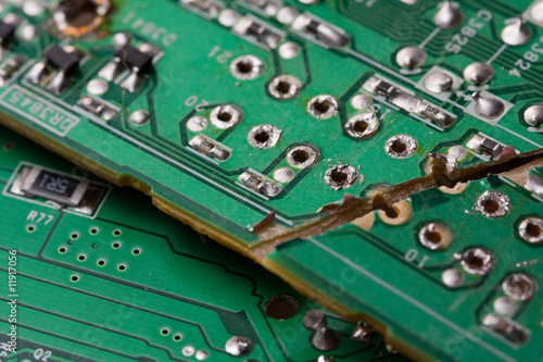 broken printed circuit board