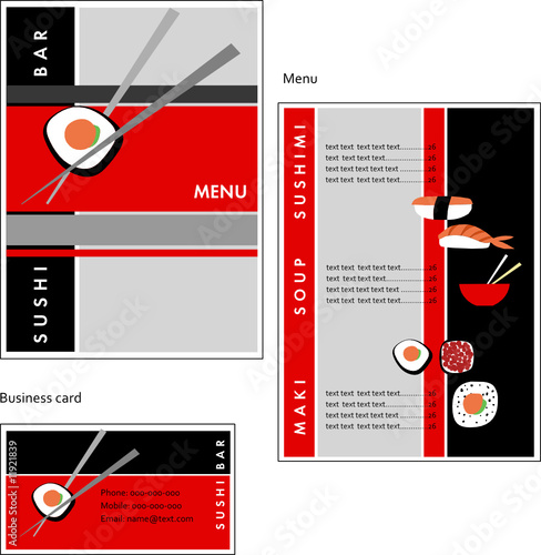 Template designs of menu and business card for coffee shop