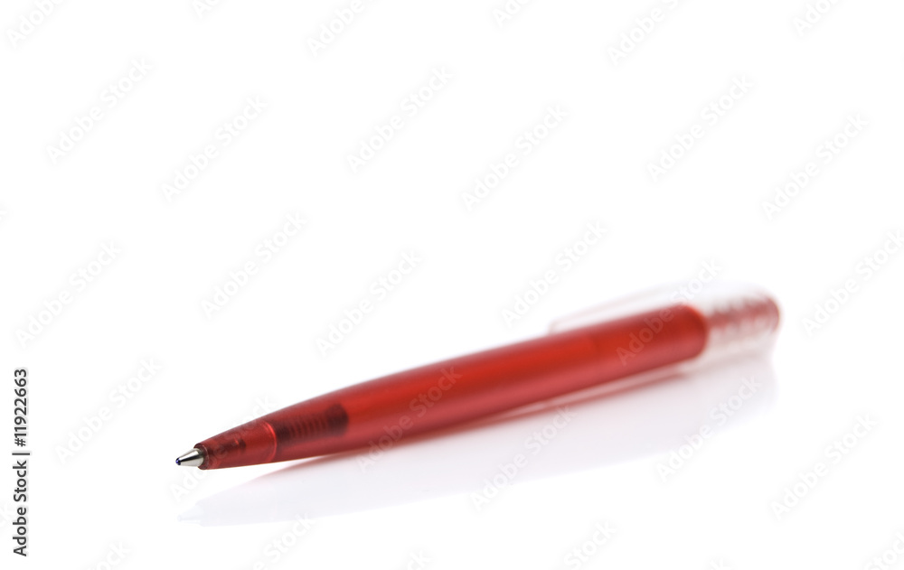 Red pen on white ground Red pen on white ground