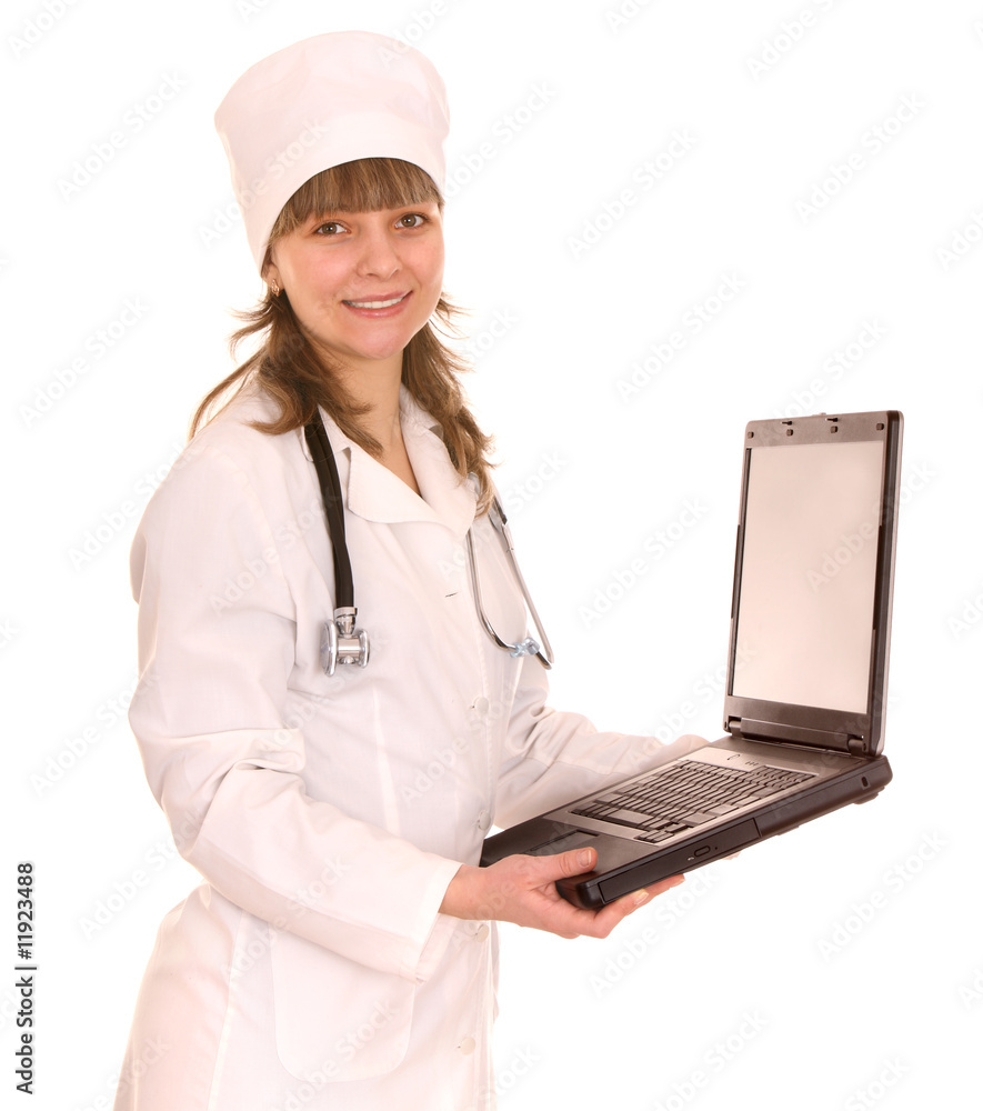 Portrait of doctor with laptop. Portrait of doctor with laptop.