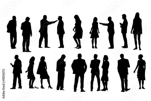 eighteen people silhouettes, vector collection