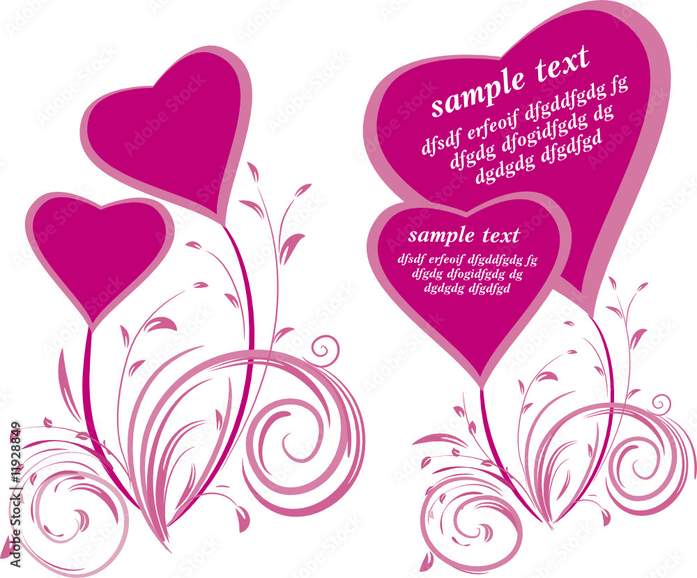 Stylized hearts and floral elements