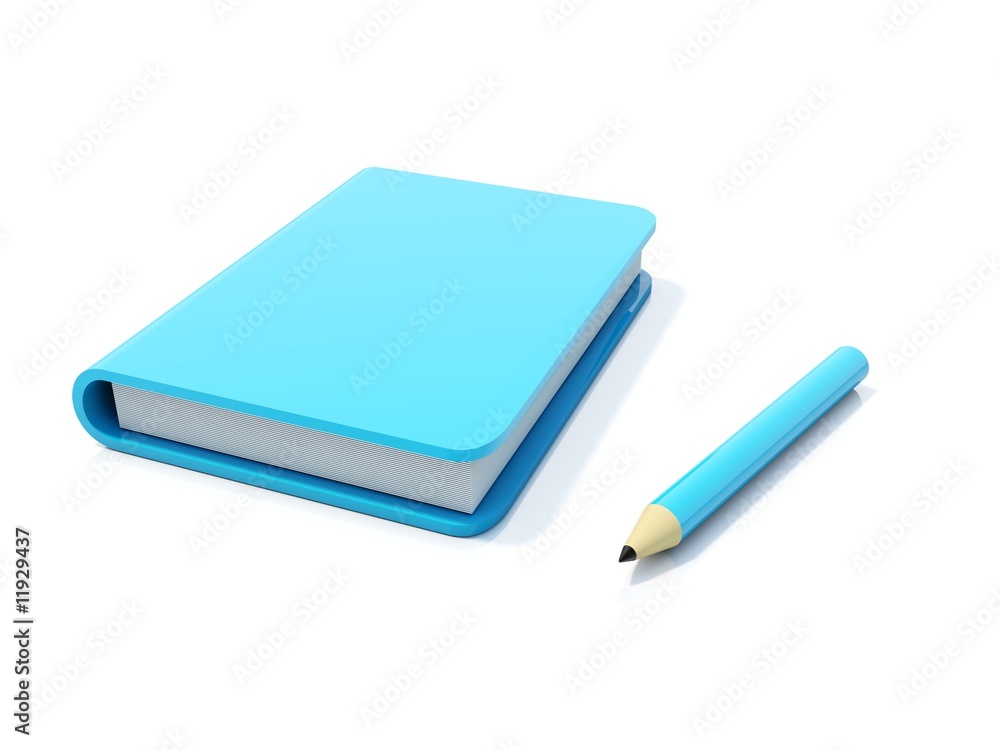 Blue notebook with pen isolated on white Blue notebook with pen isolated on white
