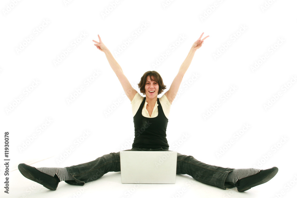 Happy woman with laptop Happy woman with laptop