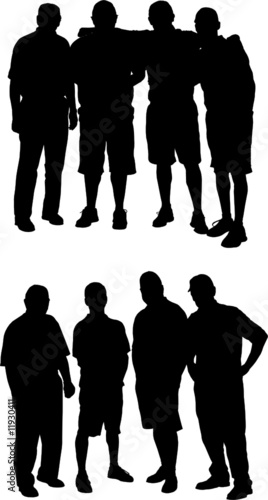 Adult Male Group Vector Silhouettes