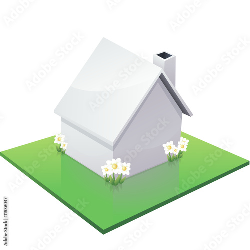 Maison blanche et son jardin (détouré)
