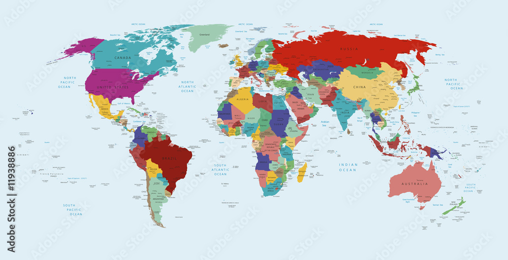 Obraz premium mapa polityczna świata