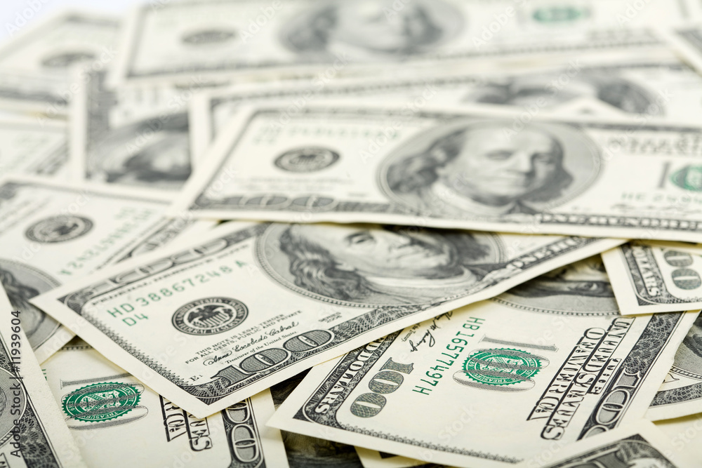 Fototapeta premium Dollar banknotes background