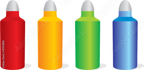 isolated aluminum bottles set