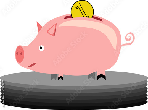 pink piggybank - vector
