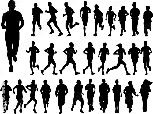 big collection of running people - vector