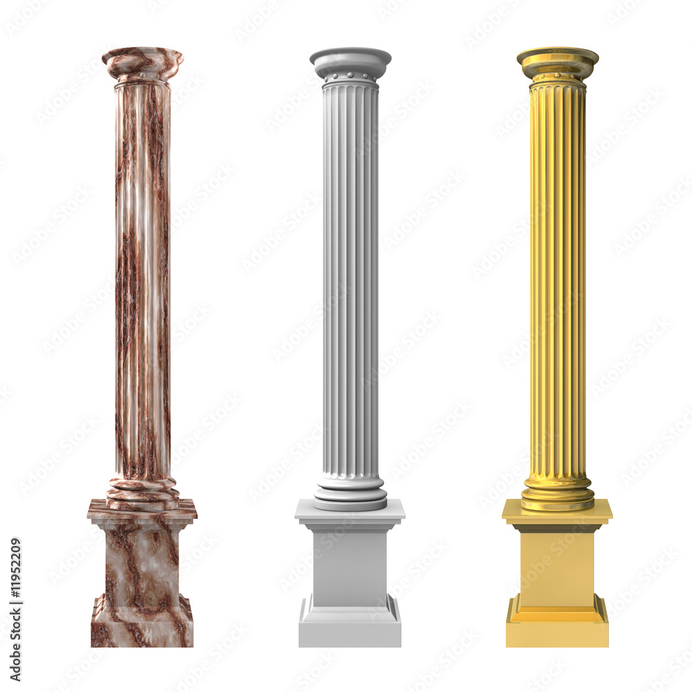 3d rendered illustration of three columns 3d rendered illustration of three columns