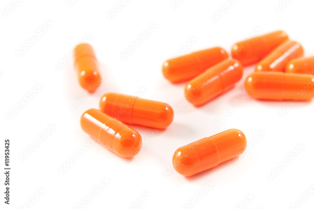 pills on white background