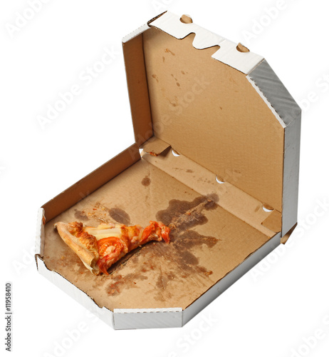 piece of pizza in a takeaway box