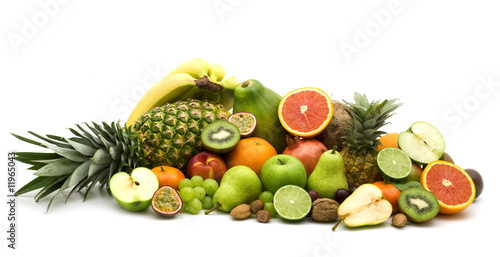 fresh slice fruits on white background