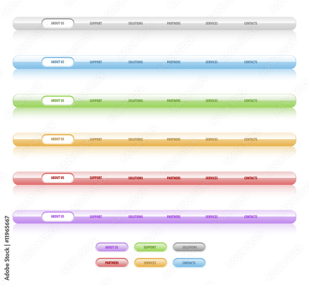 Set of vector navigation templates. Different colors. Easy to ed